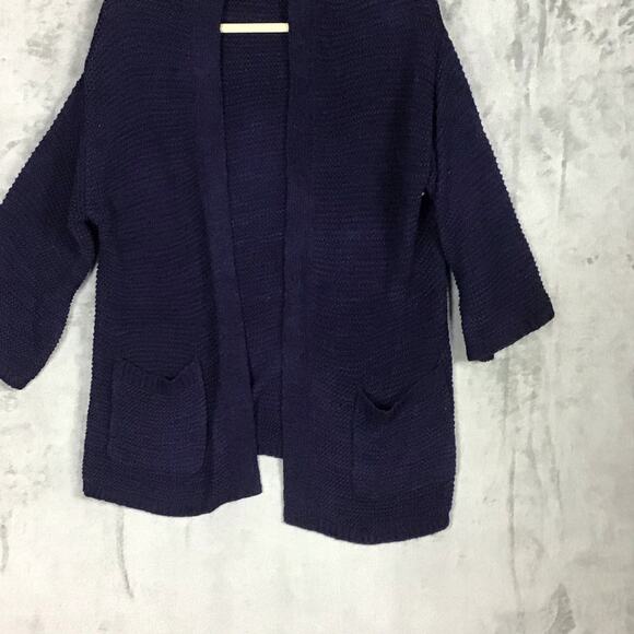 CENY Womens Cardigan Medium Blue Open Front Long Sleeve Pockets Acrylic Nylon - Picture 10 of 16